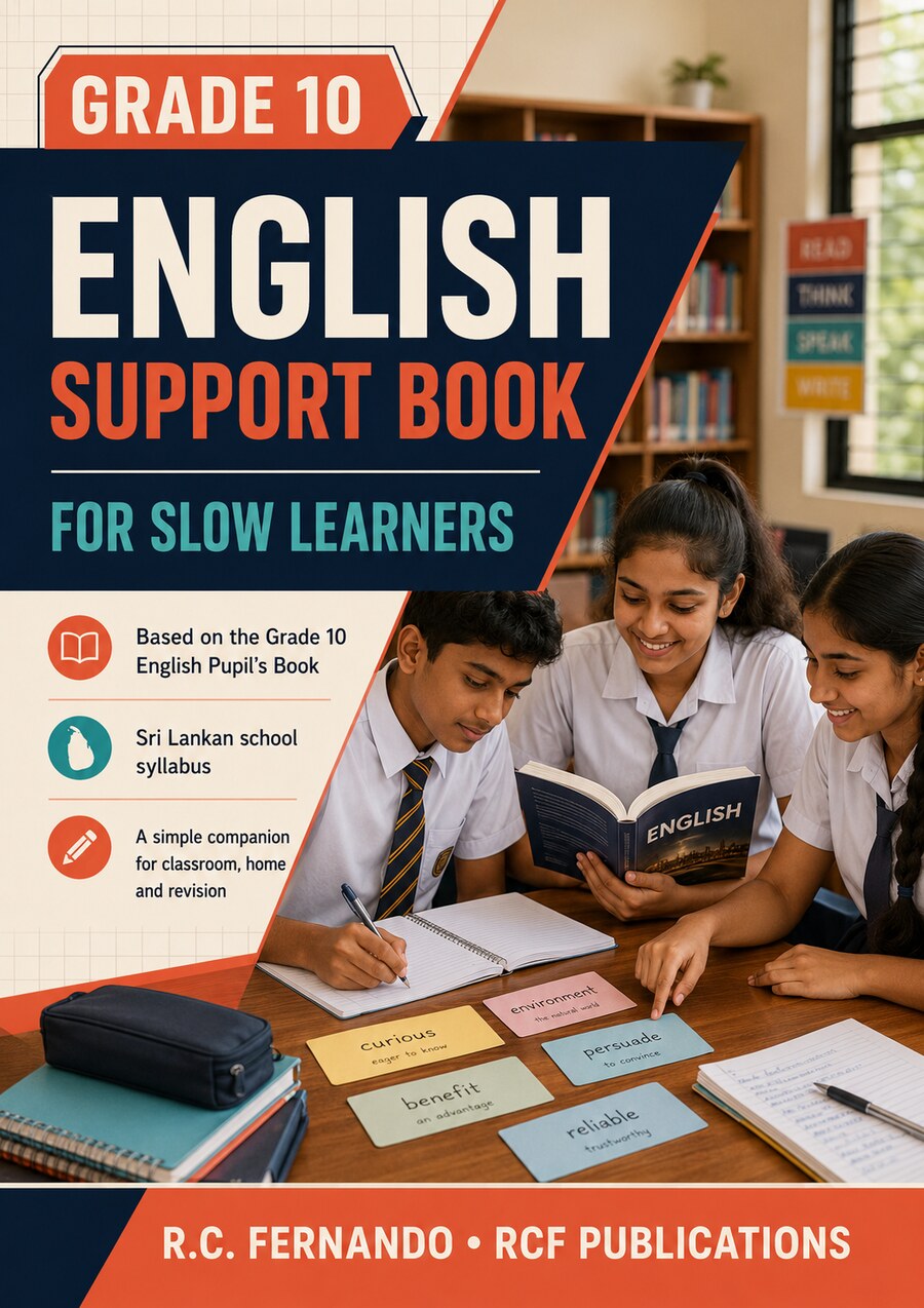 Front cover of the Grade 10 English Support Book for Slow Learners by R. C. Fernando