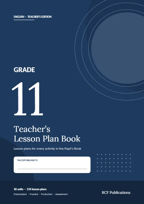 Front cover of the Grade 11 English Teacher's Lesson Plan Book by R.C. Fernando