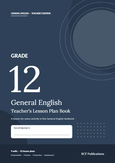 Front cover of the Grade 12 General English Teacher's Lesson Plan Book by R.C. Fernando