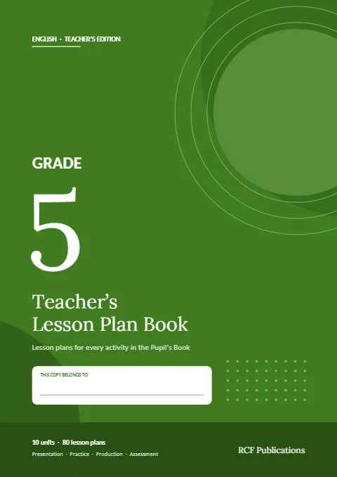 Front cover of the Grade 5 English Teacher's Lesson Plan Book by R.C. Fernando