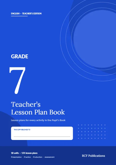 Front cover of the Grade 7 English Teacher's Lesson Plan Book by R.C. Fernando