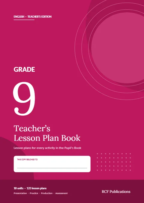 Front cover of the Grade 9 English Teacher's Lesson Plan Book by R.C. Fernando