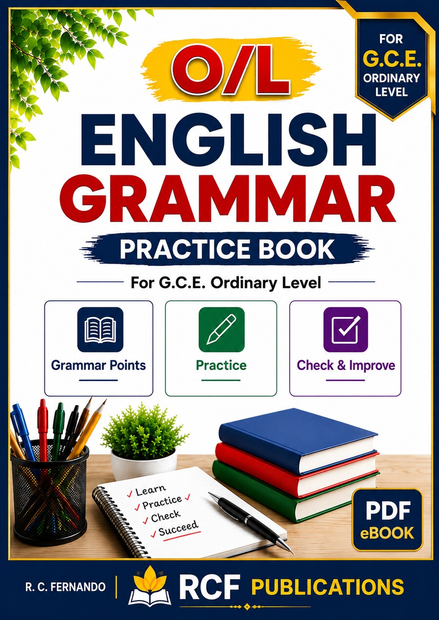 Front cover of the O/L English Grammar Practice Book by R. C. Fernando
